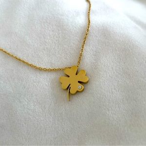 Lucky Stainless Steel Necklace in Gold or Silver.